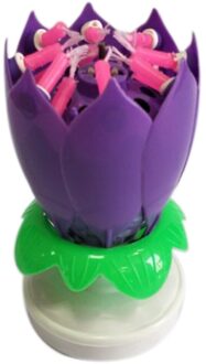 Upgrade Multicolor Roterende Lotus Taart Kaars Elektronische Muziek Kaars Verjaardag Bruiloft Ye paars