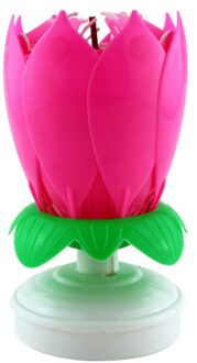 Upgrade Multicolor Roterende Lotus Taart Kaars Elektronische Muziek Kaars Verjaardag Bruiloft Ye roze