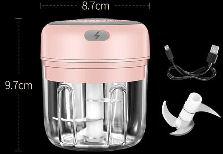 Upgrade Smart Elektrische Mini Voedsel Knoflook Groente Chopper Fruit Multifunctionele Processor Ui Crusher Keuken Accessoires groot 250ml-roze