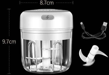 Upgrade Smart Elektrische Mini Voedsel Knoflook Groente Chopper Fruit Multifunctionele Processor Ui Crusher Keuken Accessoires groot 250ml-wit