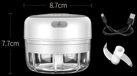 Upgrade Smart Elektrische Mini Voedsel Knoflook Groente Chopper Fruit Multifunctionele Processor Ui Crusher Keuken Accessoires klein 100ml-wit
