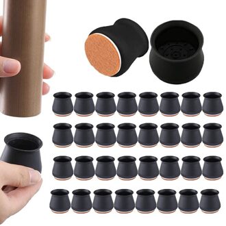 Upgrade Stoel Been Floor Protectors,32 Pcs Zwart Siliconen Voelde Bodem Stoel Been Covers, meubels Voeten Pads Protector Caps