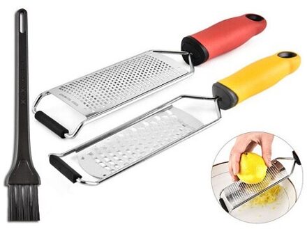 Upgraded Lemon Zester & Cheese Grater Handheld Tool, Medium Shred, Stainless Steel Teeth for Cheese, Lemon, Vegetables， Fruit geel