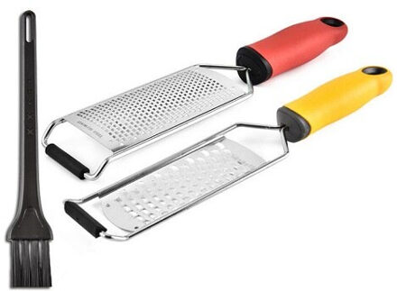 Upgraded Lemon Zester & Cheese Grater Handheld Tool, Medium Shred, Stainless Steel Teeth for Cheese, Lemon, Vegetables， Fruit rood