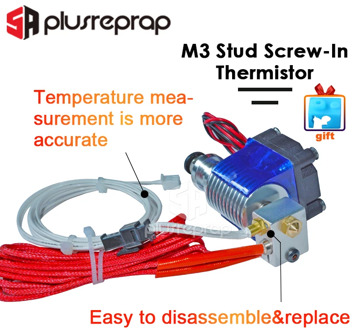 Upgraded V6 J-head Hotend Wade/Bowden Extruder with Heater M3 screw-in Thermistor Nozzle Fan Heat sink MK8 3D for Printer Parts