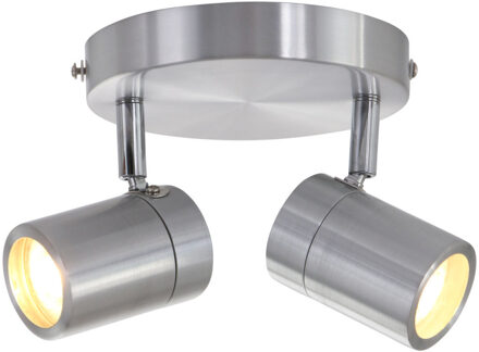 Upround Opbouwspot Staal Tweelichts Zilver