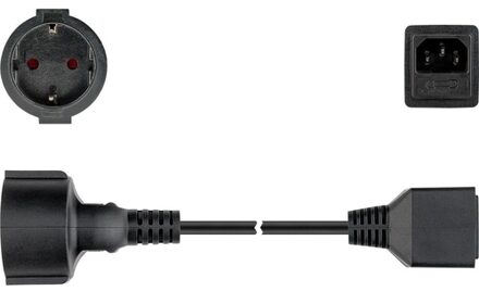 UPS stroomkabel met rechte C14 plug en rechte CEE 7/3 stekker - 3x 1,00mm / zwart - 1,5 meter