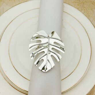 Upscale Hotel Servet Ring Turtle Leaf Green Leaf Servet Cirkel Hawaiian Wedding Servet Gesp Etentje Kerst Decoratie zilver