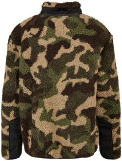 urban classics Camo sherpa jongens jas - maat 158/164 Bruin/groen