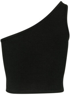 urban classics Dames asymmetrisch gesneden top Zwart - L