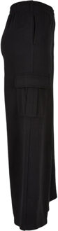urban classics Dames badstof hoge taille wijde been cargo broek Zwart - 4XL