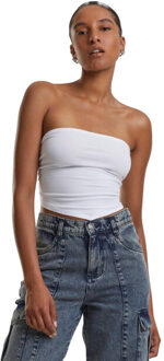 urban classics Dames bandeau top met knoopjes Wit - L