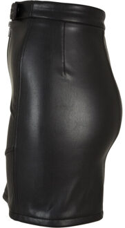 urban classics Dames biker faux leren rok Zwart - XL