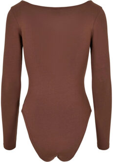urban classics Dames biologische bodysuit met lange mouwen Bruin
