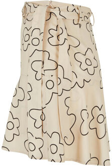 urban classics Dames bloem mini skort Beige - XXL