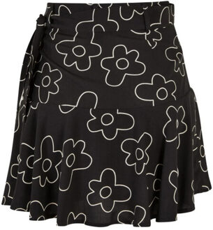 urban classics Dames bloem mini skort Zwart - XS