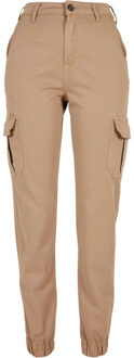 urban classics Dames cargo broek met hoge taille Beige - 34