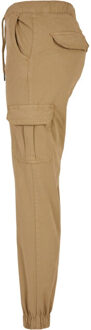 urban classics Dames cargo pocket hoge taille joggingbroek Beige - XXXL