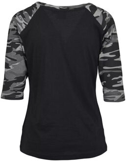 urban classics Dames contrast raglan 3/4 mouw top Zwart - XS