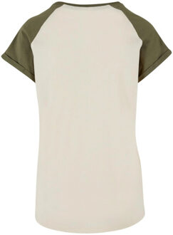 urban classics Dames contrast raglan t-shirt Beige - XS