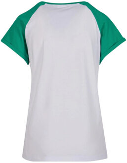 urban classics Dames contrast raglan t-shirt - maat L Groen