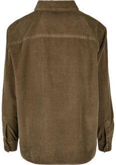 urban classics Dames corduroy oversized shirt - maat L Groen