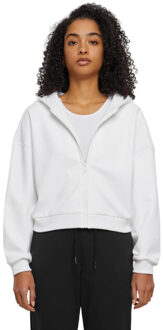 urban classics Dames cozy zip cropped hoodie - maat 4XL Wit
