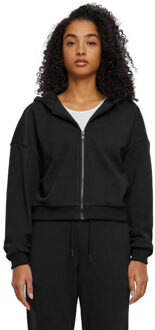 urban classics Dames cozy zip cropped hoodie Zwart - XL