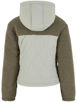 urban classics Dames crinkle fleece jas Groen - XS
