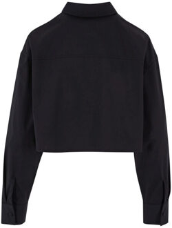 urban classics Dames cropped oversized blouse - maat XS Zwart