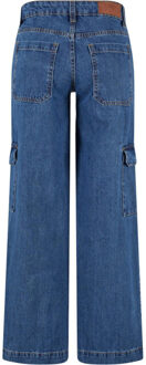 urban classics Dames denim cargo jeans met lage taille - maat 29 Blauw