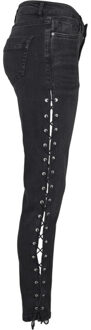 urban classics Dames denim lace up skinny jeans Zwart - 27