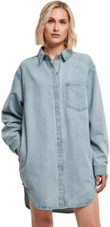 urban classics Dames denim oversized overhemdjurk Blauw - L