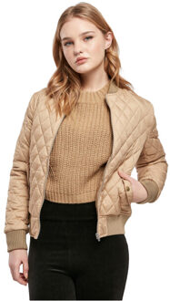 urban classics Dames diamond nylon gewatteerd jasje Beige - XXL