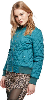 urban classics Dames diamond nylon gewatteerd jasje Blauw - 4XL