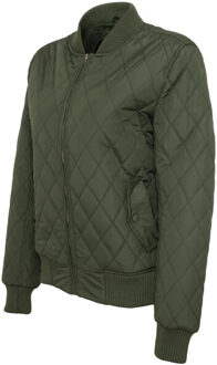 urban classics Dames diamond nylon gewatteerd jasje - maat XS Groen