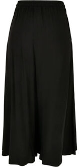 urban classics Dames effen viscose midi rok Zwart - 4XL