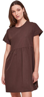 urban classics Dames empire valance organic t-shirt jurk Bruin - 4XL