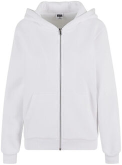 urban classics Dames fluffy full zip hoodie Wit - S