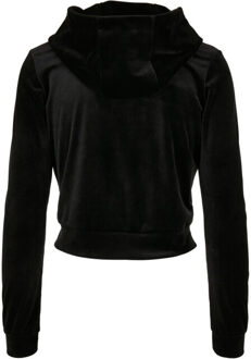 urban classics Dames fluwelen korte volledige zip hoodie - maat XXXL Zwart
