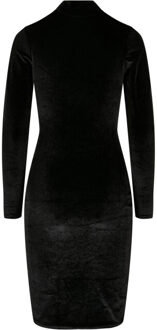 urban classics Dames fluwelen schildpad hals jurk Zwart - XS
