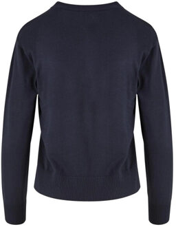 urban classics Dames gebreid sweatshirt met ronde hals - maat S Blauw
