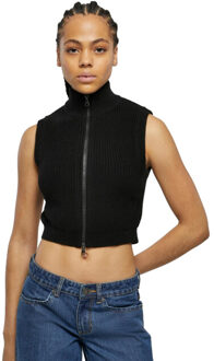 urban classics Dames gebreide korte vest top Zwart - XS