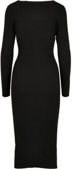 urban classics Dames gebreide lange jurk - maat XS Zwart