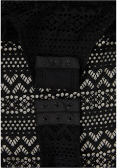 urban classics Dames gehaakte jersey schildpadhals bodysuit - maat 4XL Zwart