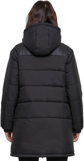 urban classics Dames gemengde pufferjas met capuchon Zwart - XS