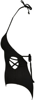 urban classics Dames geribbeld eendelig badpak Zwart - M