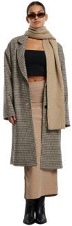 urban classics Dames geribbelde maxi rok met hoge split Beige - XL