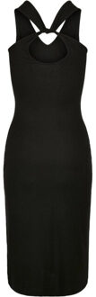 urban classics Dames geribbelde mouwloze midi-jurk Zwart - L