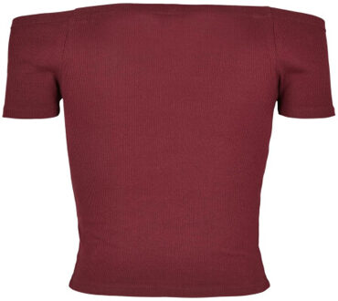 urban classics Dames geribd off shoulder t-shirt - maat XL Rood